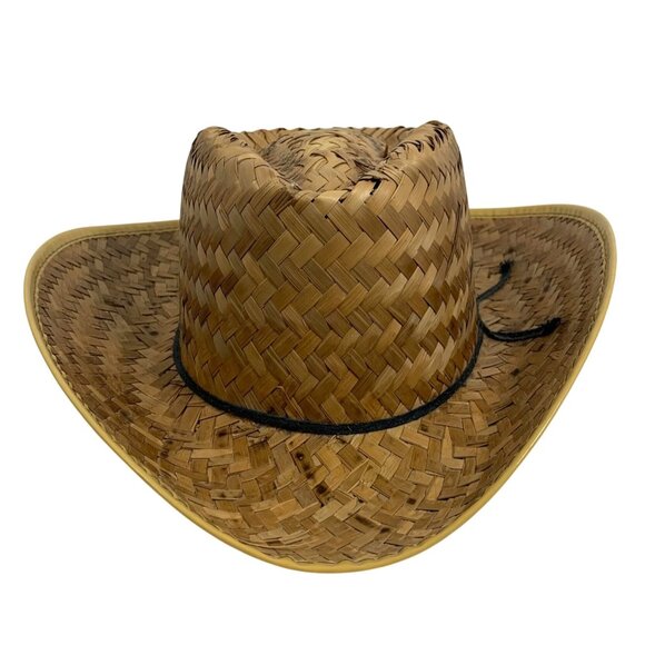 Straw Diamond Crown Cowboy/Cowgirl Western Farm Hat Made In Mexico Unisex FLAW - Picture 1 of 9